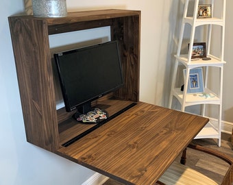 Wall Mounted Fold Down Minimalist Computer Desk