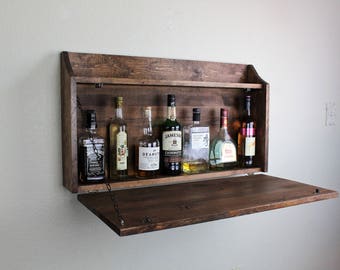 Rustic Wooden Murphy Bar Hidden Liquor Cabinet Etsy