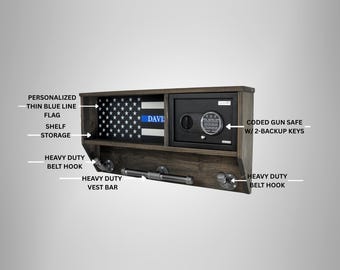 Police Duty Gear Rack - Vest Holder - Thin Blue Line Warrior Rack