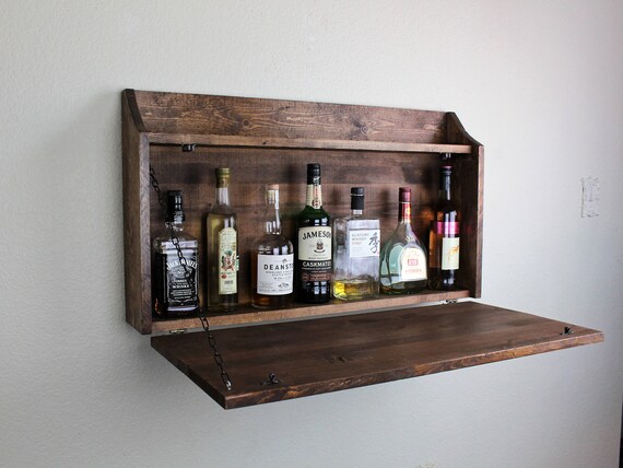 Rustic Top Shelf Wooden Murphy Bar Liquor Cabinet