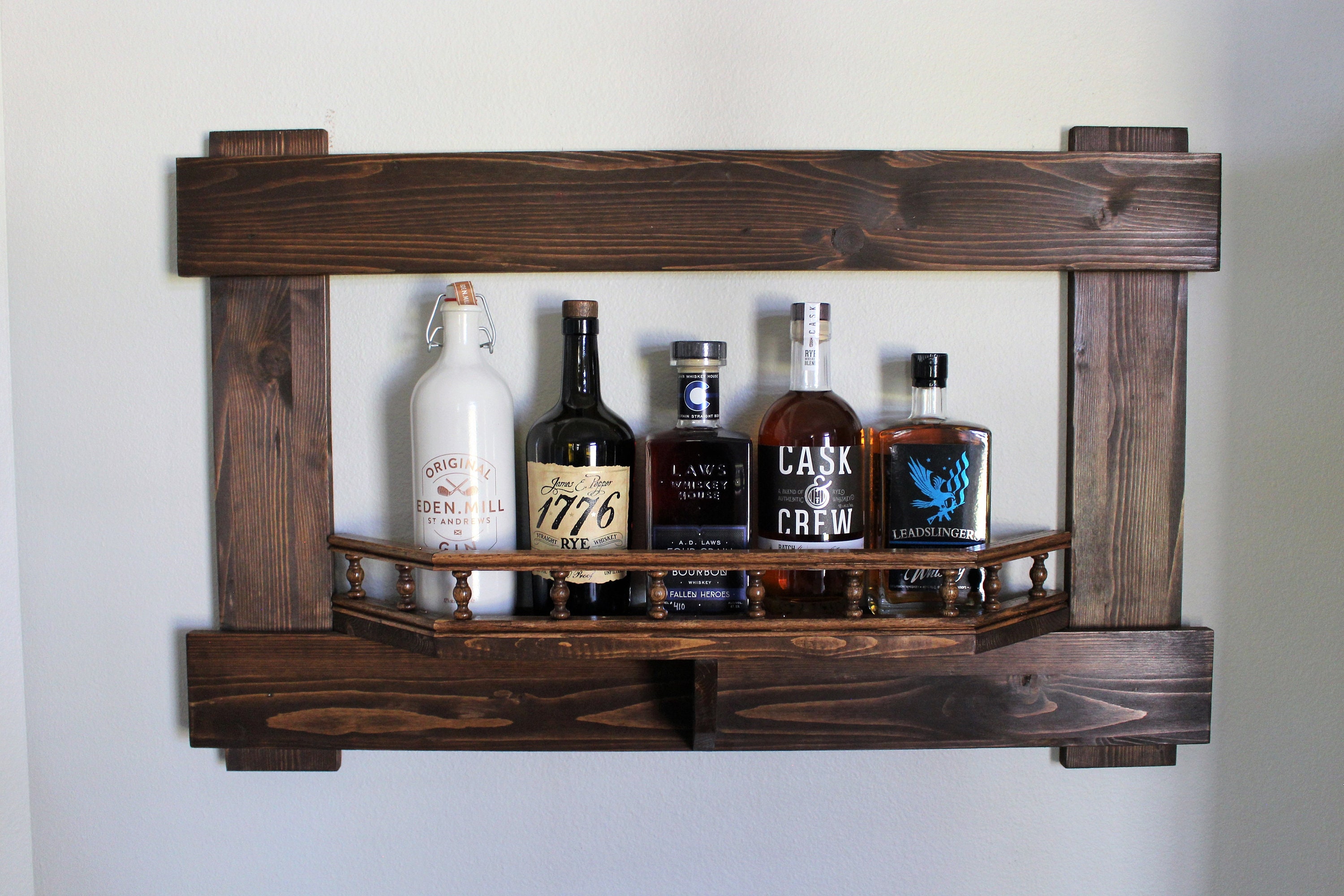 Wall Mounted Rustic Whiskey Shelf Etsy
