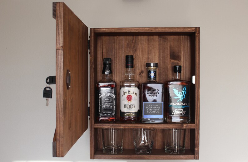 Barn Door Wooden Bar Liquor With Lock Etsy