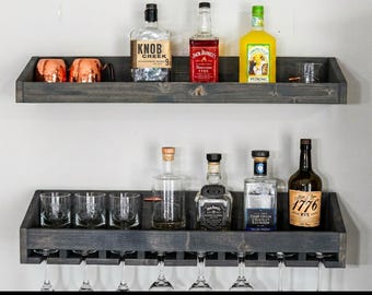Wall Mounted Wine Glass Rack ~ Wine Organizer ~ Bar Shelf