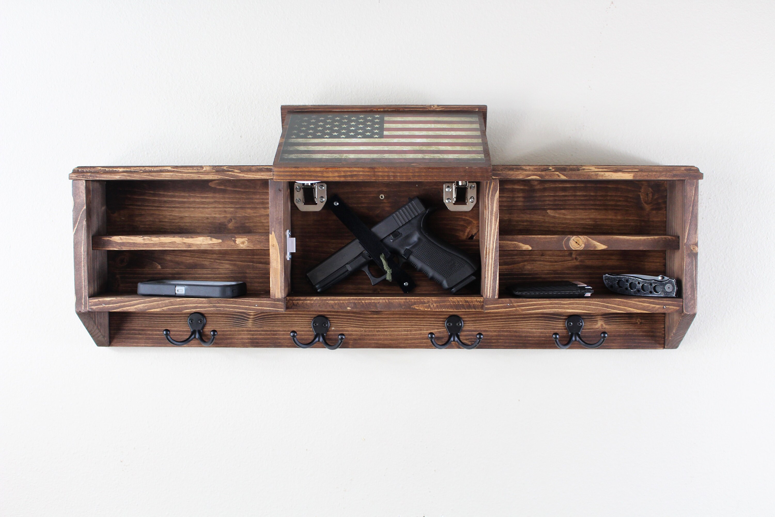 Rustic Coat Rack with Hidden Gun and EDC compartment Etsy