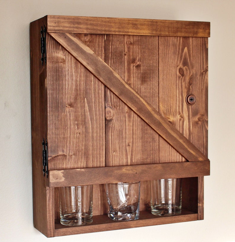 Barn Door Wooden Bar Liquor With Lock Etsy