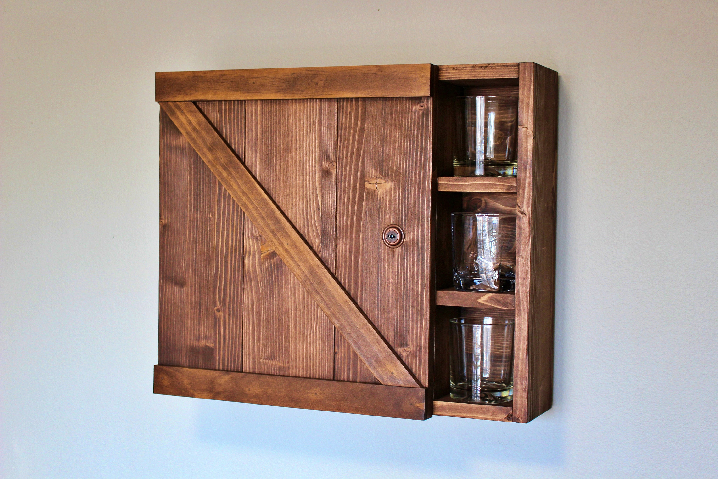 Mini Barn Door Wooden Bar Liquor Cabinet With Lock -  Israel