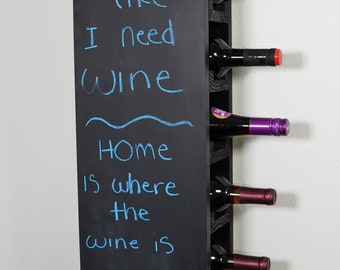 Wall Mounted Wine Rack with Chalkboard Front 5 Bottle