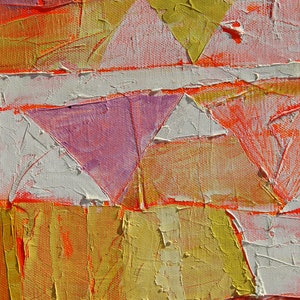 SUNNY Original oil abstract painting on canvas-Yellow Orange Purple White Fluorescent 40x80cm 15,7''x31,5'' image 1