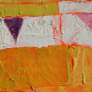 SUNNY Original oil abstract painting on canvas-Yellow Orange Purple White Fluorescent 40x80cm 15,7''x31,5'' image 4