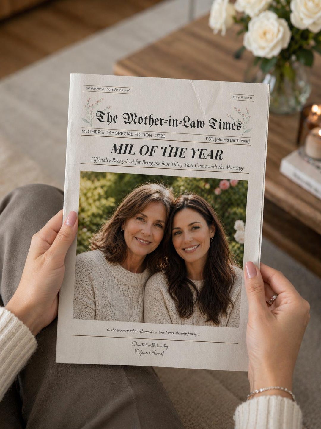 Mother-in-law Gift Mothers Day, Newspaper Bouquet Wrap Template ...