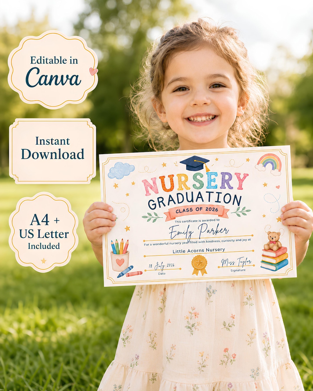 Personalised Nursery Graduation Certificate Template, Nursery Leavers ...