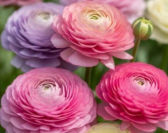 Mixed Ranunculus Bulbs - Persian Buttercup Peony Style Blooms, Perennial Garden Flowers