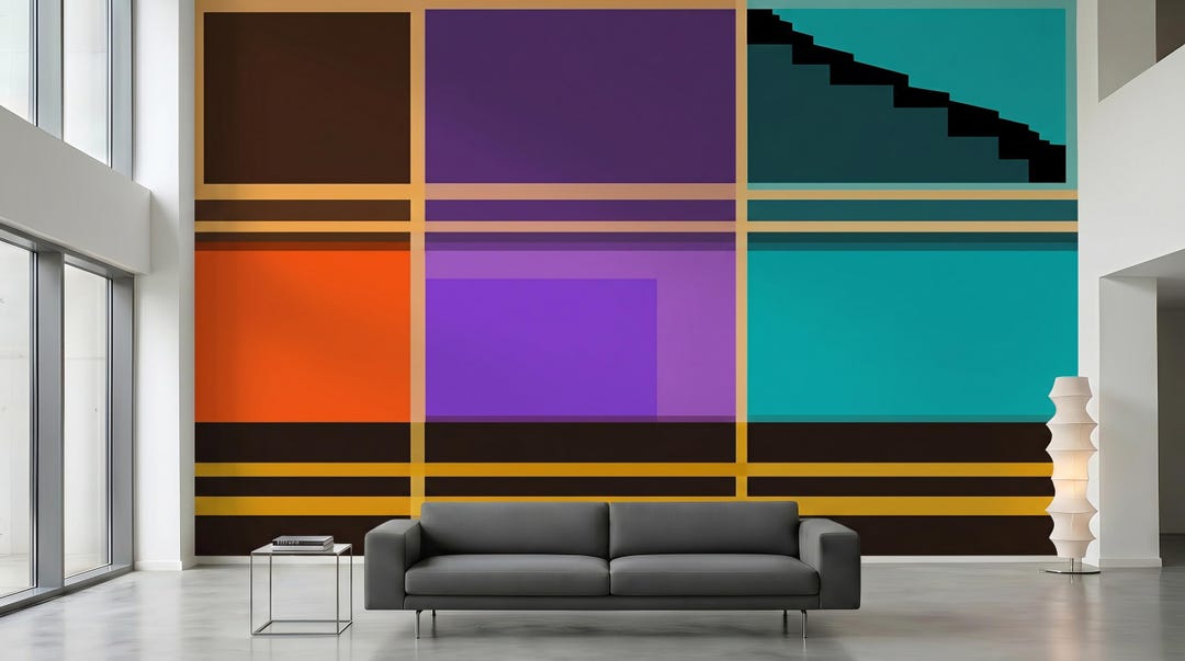 Wall Mural • Abstract Geometric Design • Large Colorful Digital Art ...