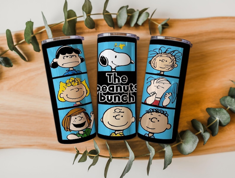 Diseño PNG para vaso térmico de 20 oz con temática de amigos de dibujos animados / Diseño de sublimación de perro blanco / Descarga digital imagen 8