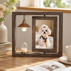 Pet Memory Frame with Light, Glass Dome Keepsake, Personalized Pet Photo Decor