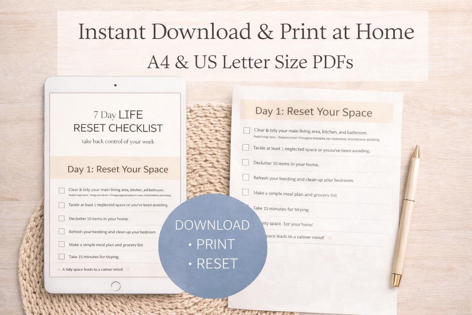 Def Reset Checklist.pdf 7 Day Life Reset Checklist Printable, Weekly Reset Planner, Self ...