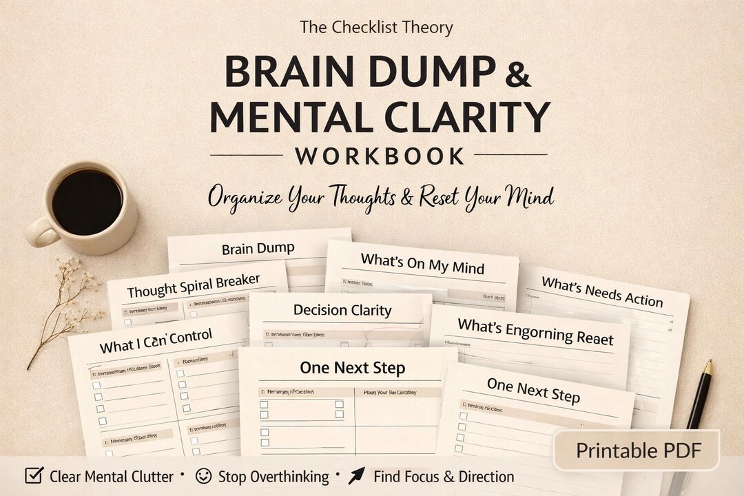 Brain Dump and Mental Clarity Workbook Printable to Reset Overthinking ...