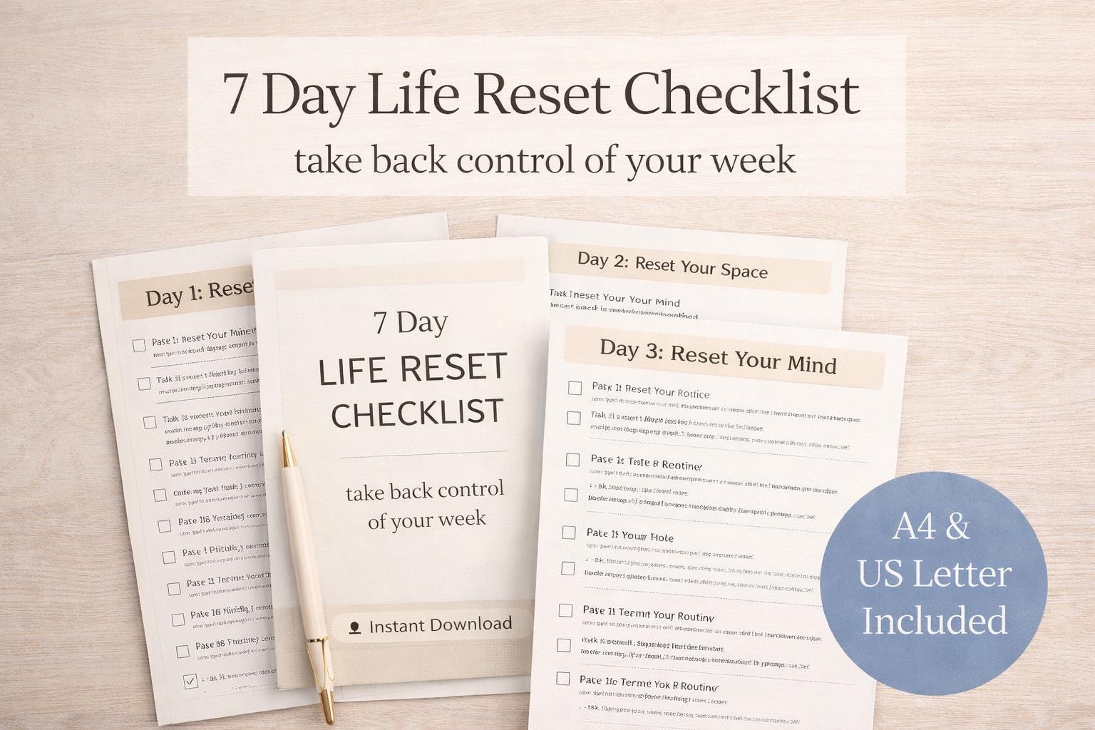 7 Day Life Reset Checklist Printable, Weekly Reset Planner, Self ...