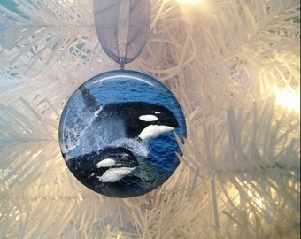 Orcas #2 Whale Christmas Tree Ornament