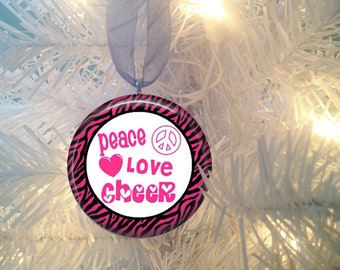 Peace Love Cheer  Christmas Tree Ornament