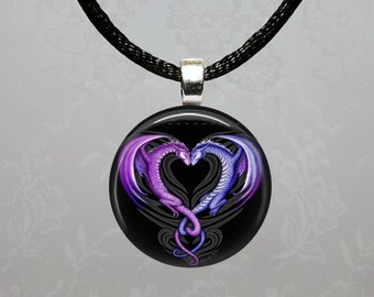 Interchangeable Magnetic Dragon Purple Heart Love #2 Pendant Necklace