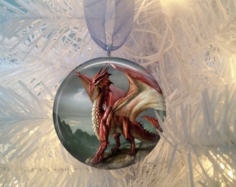 Dragon #5 Burgundy  Christmas Tree Ornament