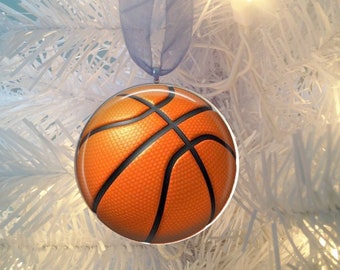 Basketball Christmas Tree Ornament Flat Metal Back