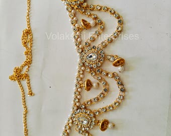 Kundan Waist Belt, Gold Plated Indian Bridal Belly Chain, Ethnic Saree Jewelry