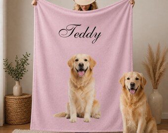Custom Pet Blanket. Personalized Dog Blanket with Photo.  Cat Blanket.  Dog Portrait Blanket.  Pet Lover Gift, Memorial Gift