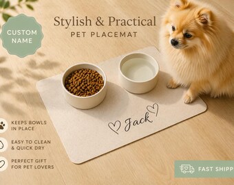 Custom Pet Feeding Mat | Personalized Dog Food Mat with Name | Anti-Slip Pet Placemat | Waterproof & Easy Clean | Puppy Gift