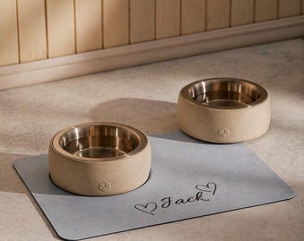 Personalized Pet Food Mat with Photo & Name | Custom Dog Feeding Mat | Non-Slip, Waterproof, Quick Dry | Puppy Gift