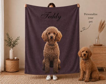 Custom Pet Photo Blanket.  Personalized Dog Blanket, Cat Picture Blanket, Custom Dog Portrait.  Pet Lover Gift.  Dog Mom Dad Gift
