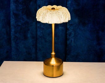 Lampada da tavolo retrò - Luce da scrivania a LED ricaricabile, luce notturna, decorazione per camera da letto, tocco vintage, dimmerabile, elegante, essenziale per la casa