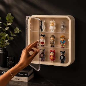 Display Case for Collectible Figures | Magnetic Dustproof Acrylic Wall Shelf