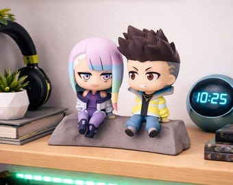 Cyberpunk Edgerunners Figure Set David Martinez Lucy Qset Moon Sitting 8cm Anime Collectible GifT