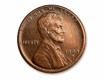 1909 S Lincoln Wheat Cent Penny, Historical Era Coin Collectible for Hobby Display