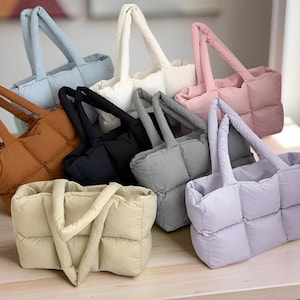 Borsa tote imbottita e soffice, borsa a tracolla trapuntata a nuvola in 8 colori, borsa a mano imbottita in stile coreano, un regalo carino per lei