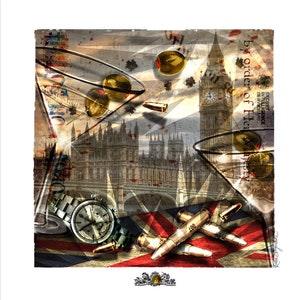 007 Bond inspired London MI6, Martini Fine Art Print, Rolex Thames Bullets Fine Art Print 2 Sizes image 1