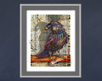 Stolen Olive Nevermore Raven fine art print for Edgar Alan Poe fans