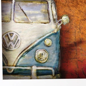 Retro Bus Blue on Rust Fine Art Print image 4