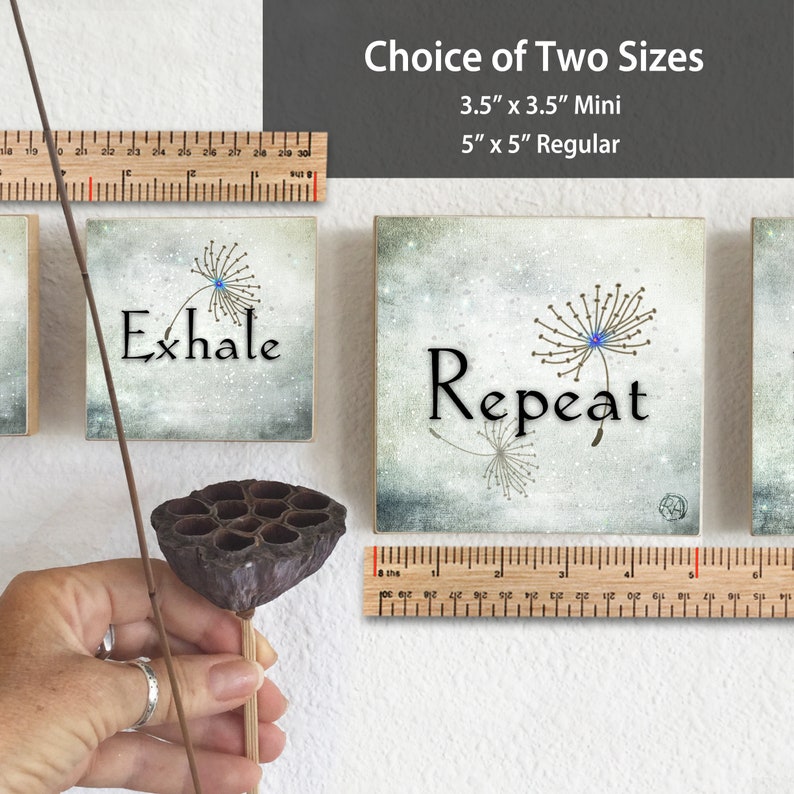 Inhale Exhale Repeat, SET of 3 art tiles, choice of 2 sizes, sweet gift image 7