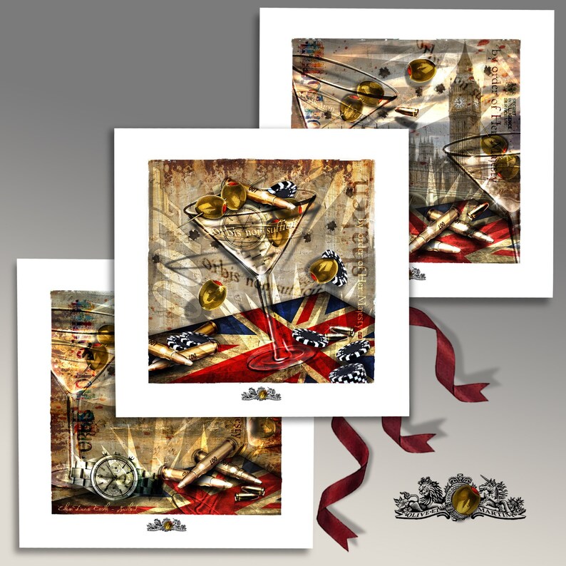 007 James Bond Martini Prints Triple Set Collector's Etsy