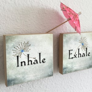 Inhale Exhale Repeat, SET of 3 art tiles, choice of 2 sizes, sweet gift image 9