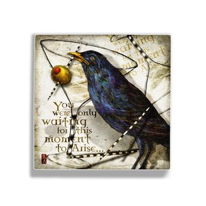 Blackbird Crow Martini Art 5 x 5 Art Block, Wall Tile, You Were Only Waiting, Fab Four, memorabilia image 2