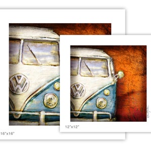 Retro Bus Blue on Rust Fine Art Print image 5