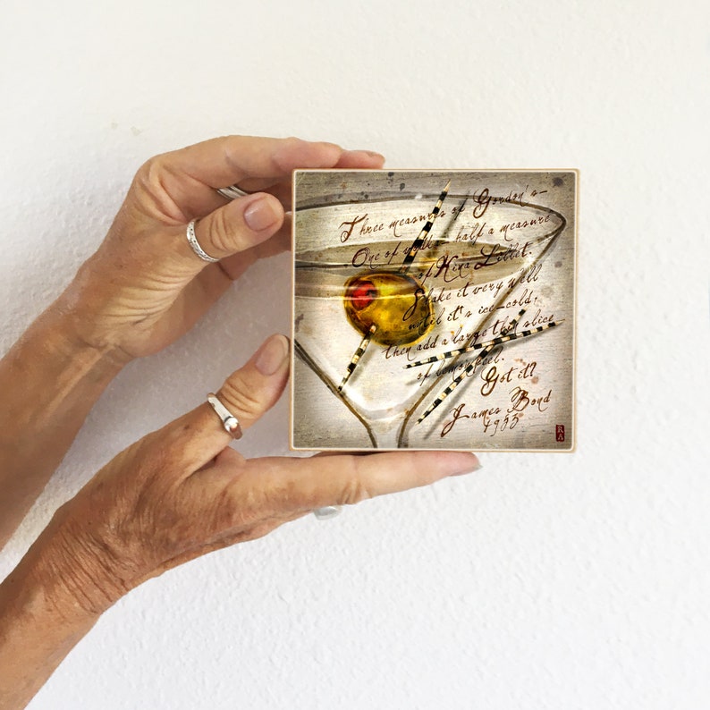 007 inspired Vesper Martini 5x5 art tile image 6