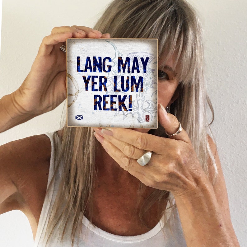 Gift for New Year 2024 Lang May Yer Lum Reek, Scottish Wish 5 x 5 Art Block Wall Tile image 3