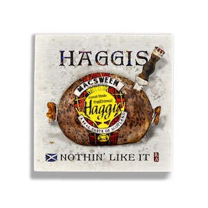 Haggis Art 5x5 Wall Tile McSweens Robert Burns Edinburgh Glasgow Inverness Highlands Scotland Wall Art Tile Brave image 1