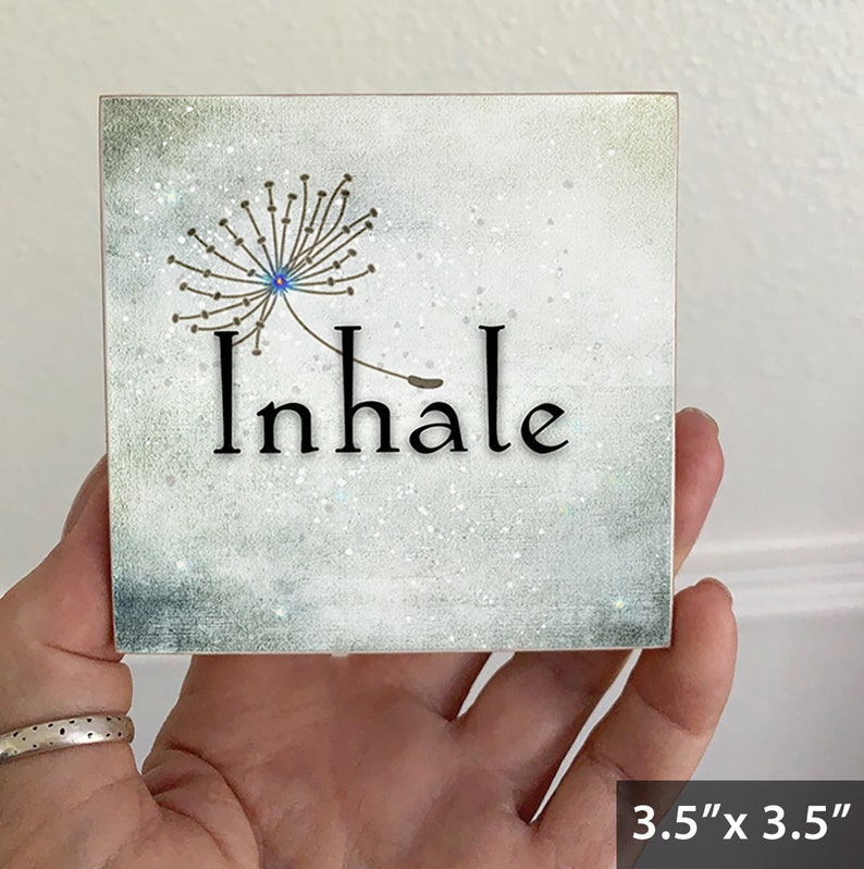 Inhale Exhale Repeat, SET of 3 art tiles, choice of 2 sizes, sweet gift image 3