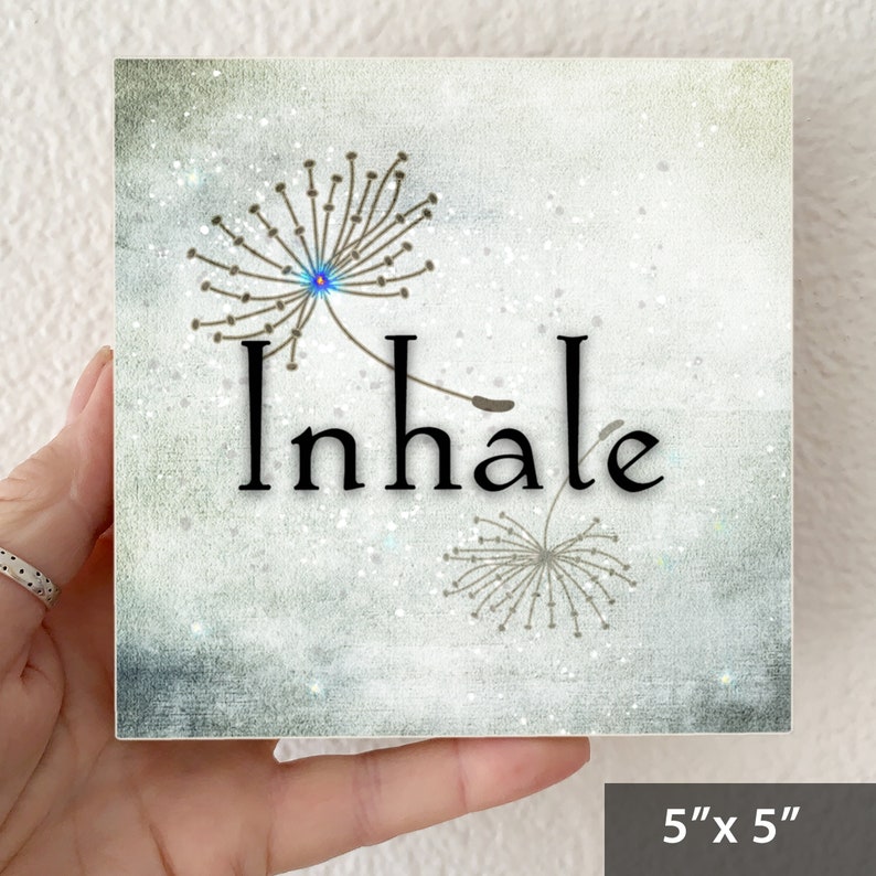 Inhale Exhale Repeat, SET of 3 art tiles, choice of 2 sizes, sweet gift image 4